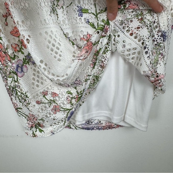 R&K White Floral Eyelet Dress Size 6 Flounce Ruffle Sleeve Cottagecore Coquette - Picture 8 of 13